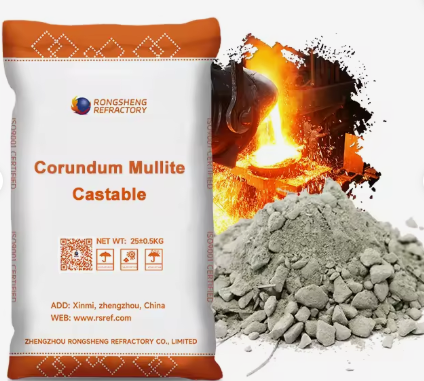 Rongsheng Corundum Mullite Refractory Castables Low Cement High Alumina Heat Resistant Castable For Industrial Kilns Furnaces